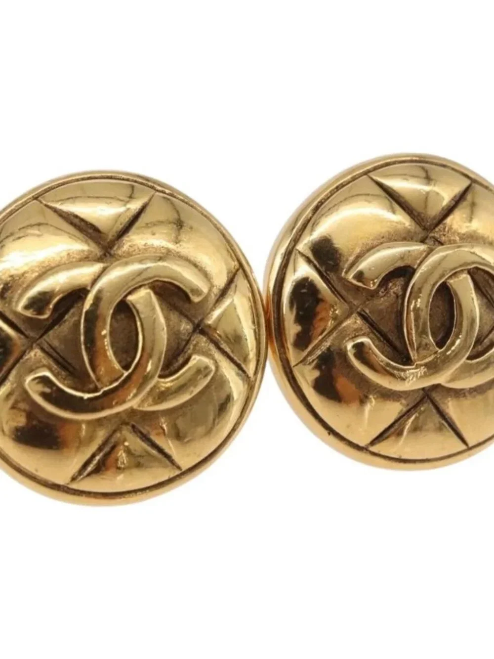 CHANEL Earring metal Gold Tone CC Auth 184007V